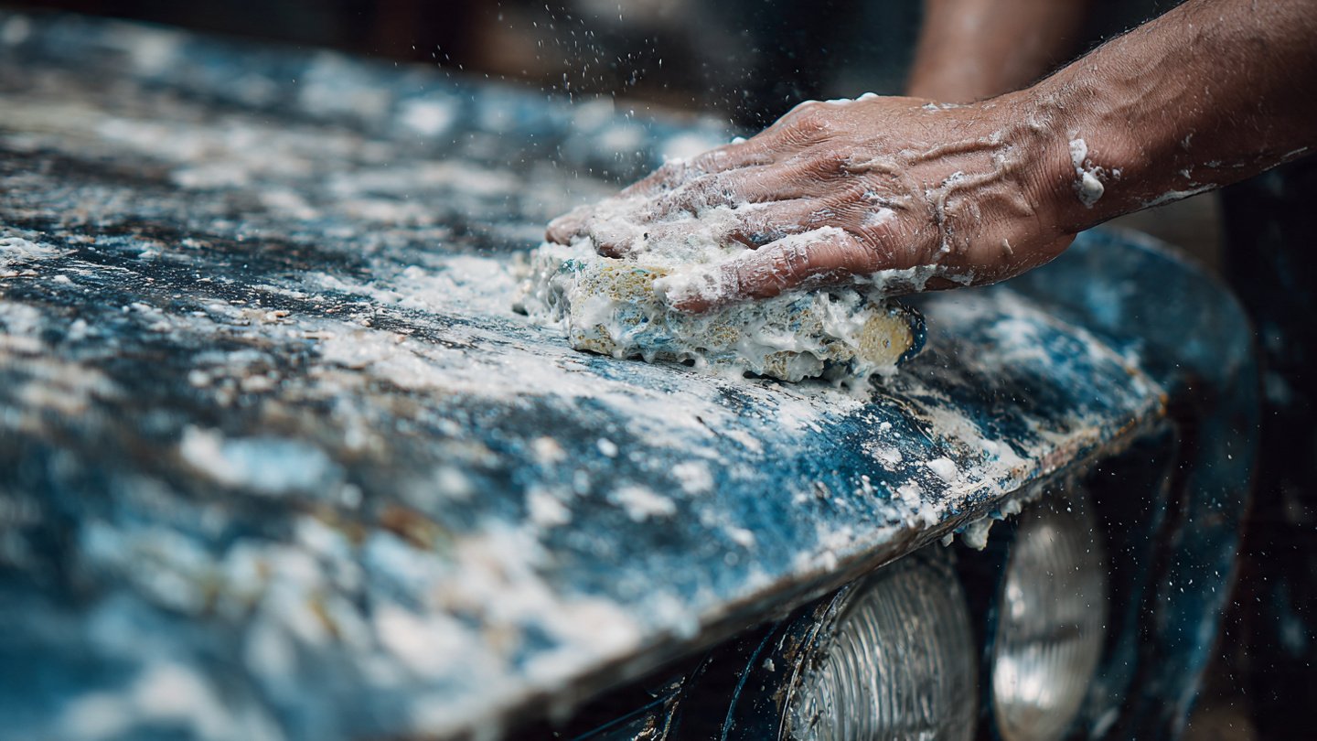 A simple pantry powder rubbed on car plastics restores a deep factory sheen that even surprises seasoned mechanics
