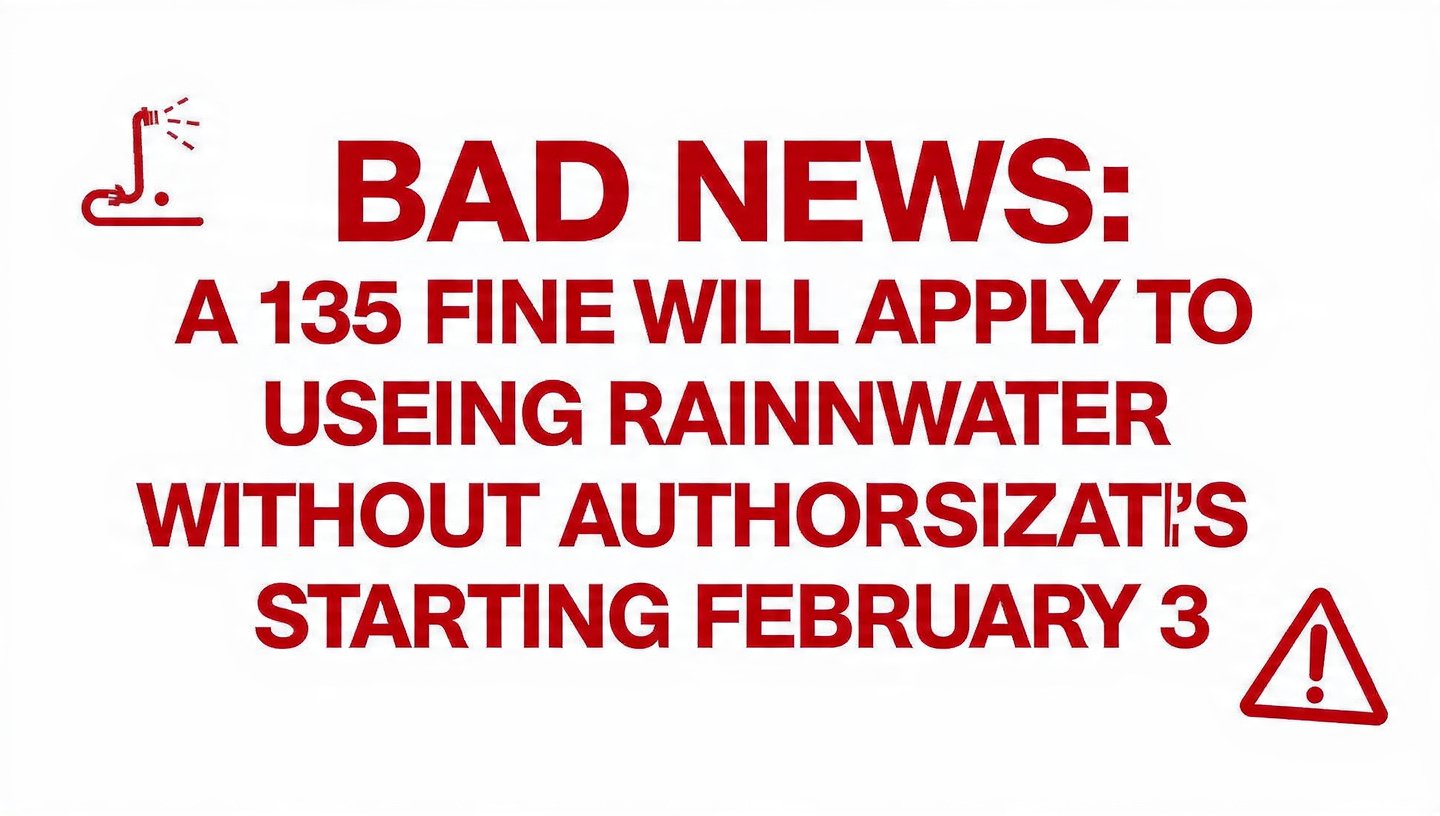 Bad news : a 135 fine will apply to gardeners using rainwater without authorization starting February 3